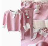 2015年新款秋冬儿童毛衣套装 婴儿宝宝女童两件套针织衫套装幼儿