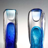 加厚玻璃花瓶 蓝色琉璃艺术品摆设 样板房透明水晶配饰品进口材质