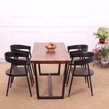 欧式复古铁艺实木 长方形圆形奶茶店洽谈西餐咖啡厅办公桌椅组合