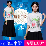 唐装女上衣 短袖大码女装 汉服 中国风日常改良中式修身短款旗袍