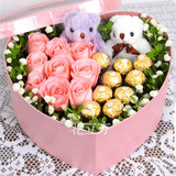 七夕玫瑰巧克力礼盒装鲜花速递合肥南京上海北京广州成都全国送花