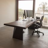美式乡村loft大班台 实木创意复古办公桌椅组合整板不规则老板桌