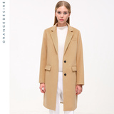 2015冬装新款欧美简约驼色羊毛呢大衣女直筒中长款黑色毛呢外套