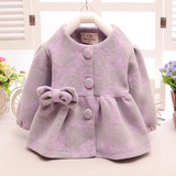 2015韩版女童外套宝宝娃娃领开衫上衣小童装春秋季呢子外套1-4岁