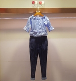 卓雅2016夏正品代购专柜新款艾薇女装名媛套装女夏牛仔长裤两件套