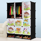 索尔诺卡通衣柜简易儿童组合衣柜环保宝宝衣橱婴儿衣物树脂收纳柜