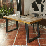 铁艺餐桌椅组合书桌实木简约餐桌复古长凳美式乡村北欧原木办公桌