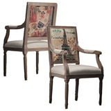 特价复古实木方背有扶手太师椅靠背古典印花欧式餐桌橡木餐厅椅子
