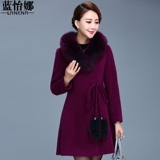2015冬装新款女装狐狸毛领羊绒羊毛大衣女中长款时尚韩版毛呢外套