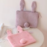 好手感韩版兔耳朵ipad毛绒保护套平板包收纳整理包手抓包化妆包