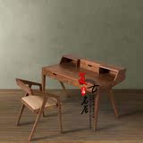 北欧宜家现代简约胡桃木书桌电脑桌新古典进口北美黑胡桃实木家具