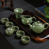 哥窑6人功夫整套装陶瓷茶具泡茶器茶壶茶杯过滤青瓷冰裂特价包邮