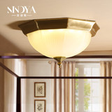 圣迪雅美式卧室全铜吸顶灯简约玄关走廊客厅铜灯餐厅玻璃过道灯具