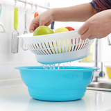 创意加高双层水果盆 方形水果盘欧式滴水篮 塑料洗菜沥水篮洗菜盆