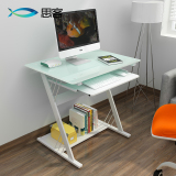 思客 一体机电脑桌 台式桌家用 简约书桌 钢化玻璃 时尚办公桌子