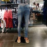 莫迪洛JJ代购 品牌男装 男士修身夏款薄款小脚牛仔裤 浅蓝牛仔裤