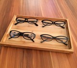 眼镜陈列原木托盘 长方形橱窗眼镜店摆设 眼镜展示托盘道具摆放架