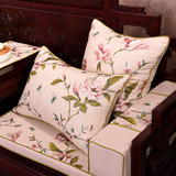 中式古典红木家具沙发座垫棉麻玉兰花田园圈椅罗汉床坐垫全套定制