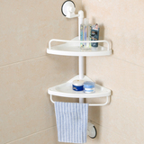 浴室吸盘式置物架卫生间吸壁厕所壁挂墙上卫浴塑料收纳篮三角架子