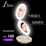 新款正品 LED折叠台式化妆镜双面 放大带灯镜 公主梳妆镜便携