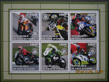法属科特迪瓦邮票2002年摩托车赛 小全张2全 全品 特价