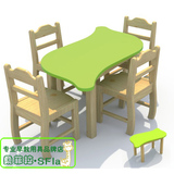 幼儿园早教中心室内教学环保樟子松实木桌椅 儿童树叶造型桌