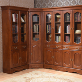 纯实木书柜带门自由组合转角全柏木大书架书橱欧式家具储物柜家具