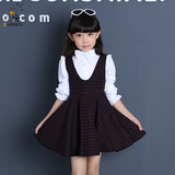 女童秋装套装2016新款 两件套裙中大童韩版儿童长袖衬衫连衣裙潮