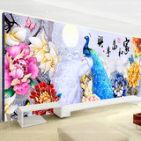 精准印花3D十字绣牡丹花开富贵孔雀图客厅大幅1.8米花卉动物系列