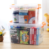 大中小号透明手提收纳箱塑料有盖整理箱储物箱杂物食品收纳盒包邮