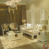 新中式沙发实木沙发组合 古典沙发榻 白色罗汉床禅意罗汉榻太师椅