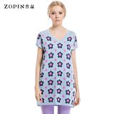 Zopin/作品女装2015夏装新款太阳花针织上衣中长款宽松套头针织衫