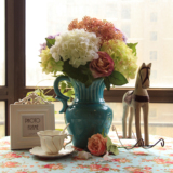 欧式花瓶 高档陶瓷餐桌茶几单耳装饰美式地中海奶壶瓶 套装