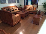 中式实木沙发组合贵妃客厅红椿木御品雕花布艺转角沙发
