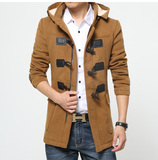 冬季男士风衣中长款韩版修身加绒加厚毛呢大衣男大码羊毛呢子外套