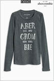 英国Next代购正品进口女童装女孩灰色Abercrombie & Fitch烫金T恤