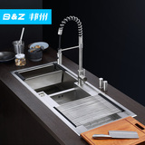 邦州厨房水槽超大双槽洗菜盆SUS304不锈钢手工水槽双槽洗碗池套餐