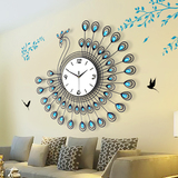 孔雀钟表挂钟客厅大创意时钟现代简约石英钟欧式个性夜光静音挂表