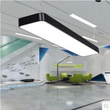 现代简约LED办公室吊灯办公楼工作室创意T5长方形圆角照明吊线灯