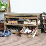 创意收纳换鞋凳式鞋柜可坐穿鞋凳子储物凳沙发长凳子实木美式双层