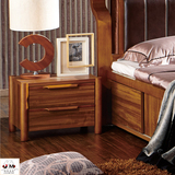 佳熙美筑柚木色橡木实木板木床头柜配套床头柜现代中式美式床头柜