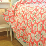 韩版田园碎花蔷薇玫瑰纯棉清新蓝色条纹床单被套床上用品三四件套