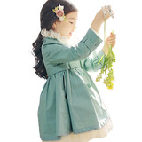 15韩版女童装秋冬装高档气质公主百褶儿童风衣大衣外套大童母女装