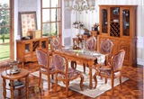 百木之家美式纯实木长条桌1.4米简欧餐桌椅组合