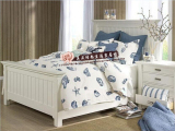 美式乡村实木床 法式简约现代双人大床1.5米1.8米做旧白色床 定制
