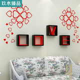 创意圆形3D立体木质墙贴结婚房间客厅卧室温馨心形电视背景装饰品