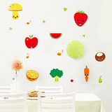 可移除墙贴纸儿童房间贴画厨房橱柜餐厅背景墙面装饰水果瓷砖贴
