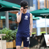 夏装2016短袖T恤男潮韩版修身男士运动套装休闲青少年背心运动服