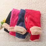 童装冬季韩版女童加厚加绒长裤 儿童休闲纯色修身裤子