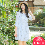 花园派对 连衣裙2016夏季新款韩版小清新收腰显瘦气质碎花连衣裙